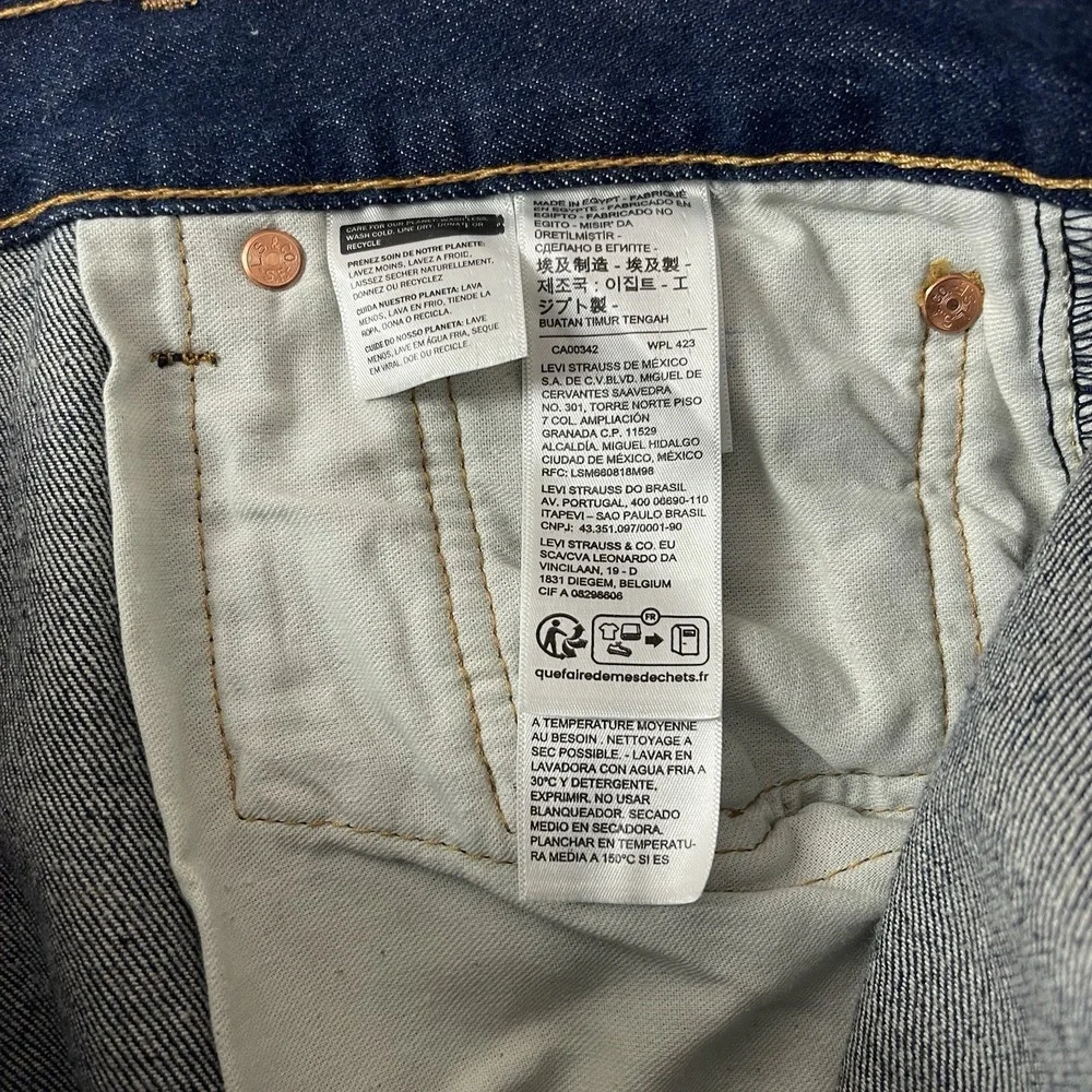 Levis Jeans Mens 33x30 Blue 501 Original Button Fly Stretch Dark Wash Cowboy New